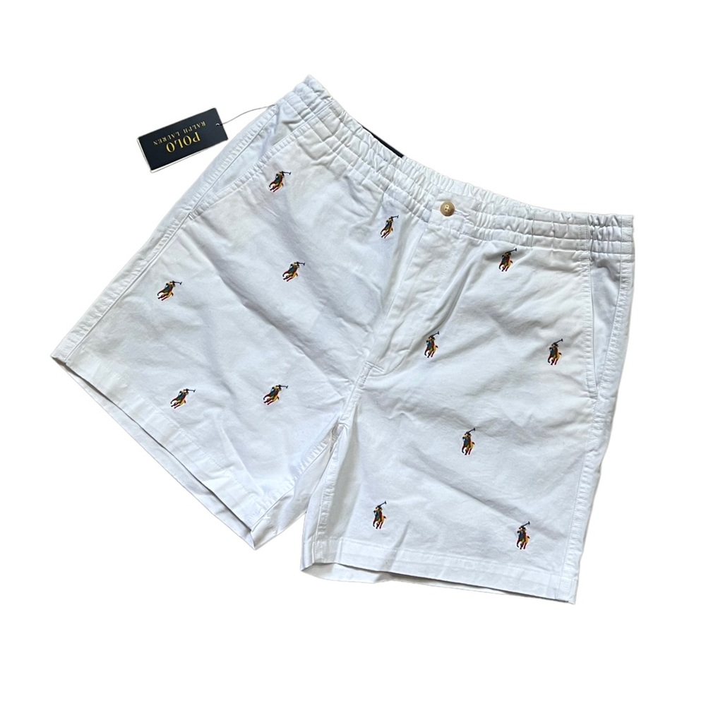 POLO RALPH LAUREN Mens Allover Pony Embroidery Prepster Stretch 6" Shorts - Picture 2 of 9